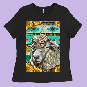 Western Lincoln Sheep Ladies Tee Designed By Lillyallendesigns