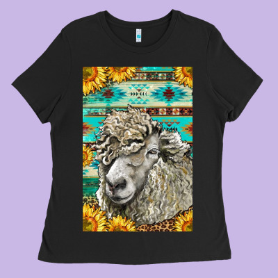 Western Lincoln Sheep Ladies Tee Designed By Lillyallendesigns