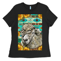 Black Western Lincoln Sheep Ladies Tee - LillyAllenDesigns