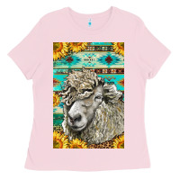 Bubblegum Pink Western Lincoln Sheep Ladies Tee - LillyAllenDesigns