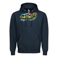 Navy Tennessee Map Sunflower Cactus Serape Zipper Hoodie - RanaPortraitStore