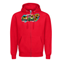 Red Tennessee Map Sunflower Cactus Serape Zipper Hoodie - RanaPortraitStore