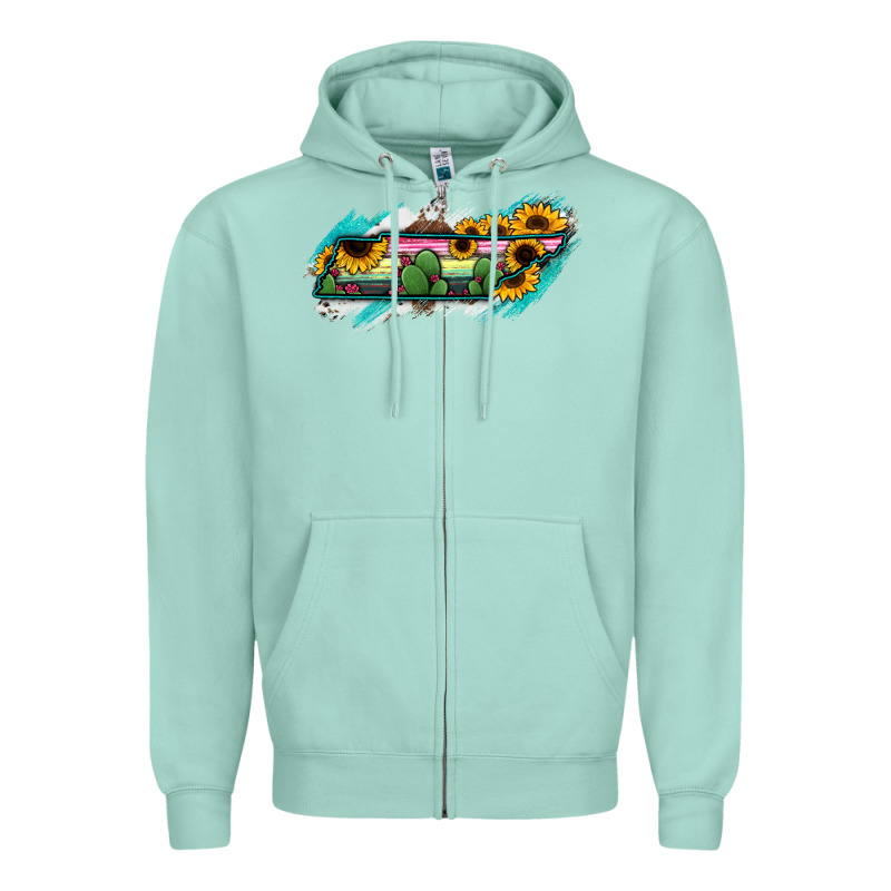 Tennessee Map Sunflower Cactus Serape Zipper Hoodie by RanaPortraitStore | Teevron