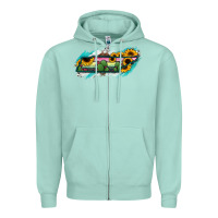 Seafoam Tennessee Map Sunflower Cactus Serape Zipper Hoodie - RanaPortraitStore