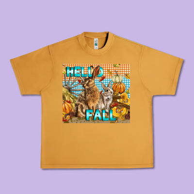 Hello Fall Rabbit Urban Heavy Tee Designed By Lillyallendesigns