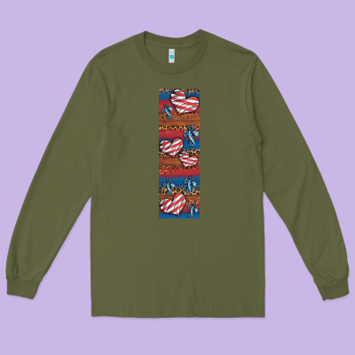 Usa Flag And Cross Penwraps 1 Long Sleeve Tee Designed By Artiststas