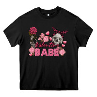 Black Valentine Babe Valentine's Day Skull Heavy Core Tee - FaDigitalArtStudio