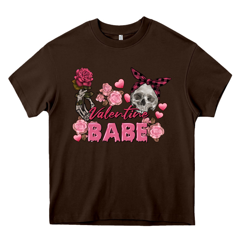 Valentine Babe Valentine's Day Skull Heavy Core Tee by FaDigitalArtStudio | Teevron