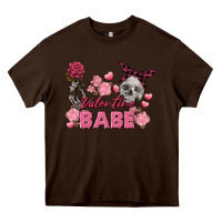 Chocolate Brown Valentine Babe Valentine's Day Skull Heavy Core Tee - FaDigitalArtStudio
