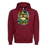 Burgundy Alabama Map Sunflower Cactus Serape Zipper Hoodie - RanaPortraitStore