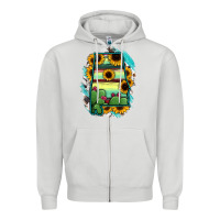 Dove Grey Alabama Map Sunflower Cactus Serape Zipper Hoodie - RanaPortraitStore