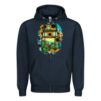 Navy Alabama Map Sunflower Cactus Serape Zipper Hoodie - RanaPortraitStore