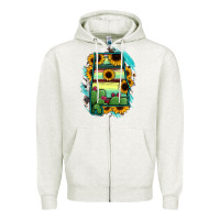 Oatmeal Heather Alabama Map Sunflower Cactus Serape Zipper Hoodie - RanaPortraitStore