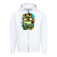 White Alabama Map Sunflower Cactus Serape Zipper Hoodie - RanaPortraitStore