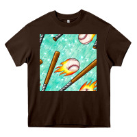 Chocolate Brown baseball bat with thunders seamless pattern Heavy Core Tee - BundleAndBundleShop