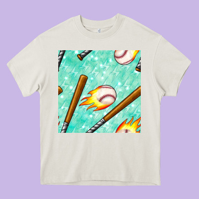 Baseball Bat With Thunders Seamless Pattern Heavy Core Tee Designed By Bundleandbundleshop