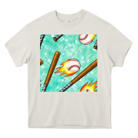 Cream baseball bat with thunders seamless pattern Heavy Core Tee - BundleAndBundleShop