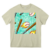 Mossy baseball bat with thunders seamless pattern Heavy Core Tee - BundleAndBundleShop