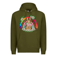 Army Green easter rabbit rainbow Premium Hoodie - BarkalooDesign