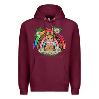 Burgundy easter rabbit rainbow Premium Hoodie - BarkalooDesign