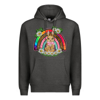 Charcoal Heather easter rabbit rainbow Premium Hoodie - BarkalooDesign