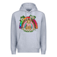 Heather Grey easter rabbit rainbow Premium Hoodie - BarkalooDesign