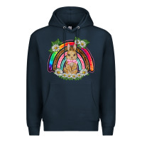 Navy easter rabbit rainbow Premium Hoodie - BarkalooDesign