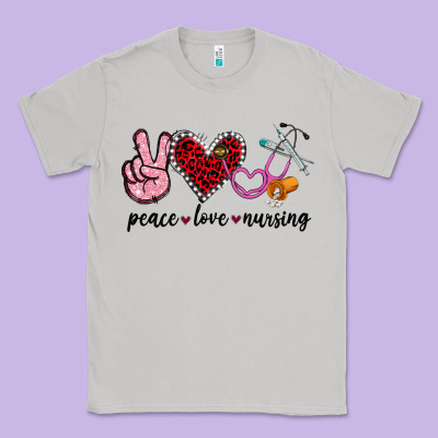 Peace Love Nursing Classic Tee Designed By Jasminsmagicworld