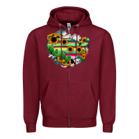 Burgundy America Map Sunflower Cactus Serape Zipper Hoodie - RanaPortraitStore