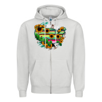Dove Grey America Map Sunflower Cactus Serape Zipper Hoodie - RanaPortraitStore