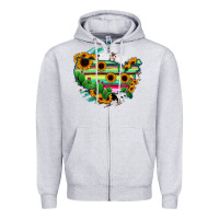 America Map Sunflower Cactus Serape Zipper Hoodie | Teevron