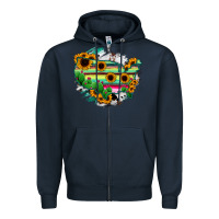 Navy America Map Sunflower Cactus Serape Zipper Hoodie - RanaPortraitStore