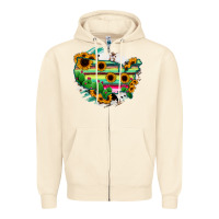 Sandshell America Map Sunflower Cactus Serape Zipper Hoodie - RanaPortraitStore