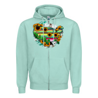 Seafoam America Map Sunflower Cactus Serape Zipper Hoodie - RanaPortraitStore