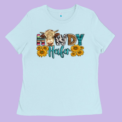 Western Howdy Heifer With Simmental Cow Ladies Tee Designed By Lillyallendesigns