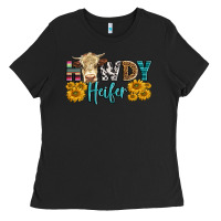 Black Western Howdy Heifer With Simmental Cow Ladies Tee - LillyAllenDesigns