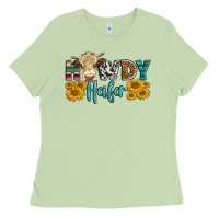 Matcha Western Howdy Heifer With Simmental Cow Ladies Tee - LillyAllenDesigns