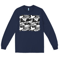 Navy black and white camouflage background Long Sleeve Tee - Artiststas