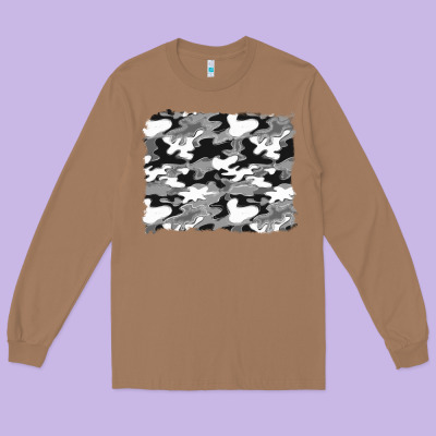 Black And White Camouflage Background Long Sleeve Tee Designed By Artiststas