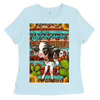 Baby Blue Welcome Cute Baby Calf Ladies Tee - LillyAllenDesigns