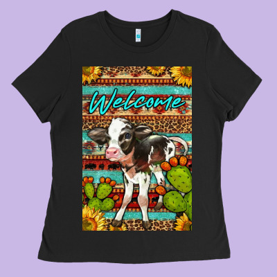 Welcome Cute Baby Calf Ladies Tee Designed By Lillyallendesigns