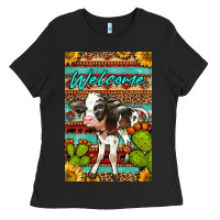 Black Welcome Cute Baby Calf Ladies Tee - LillyAllenDesigns