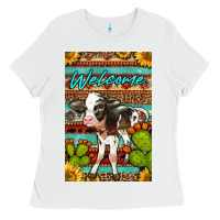 White Welcome Cute Baby Calf Ladies Tee - LillyAllenDesigns