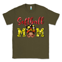 Army Green softball mom  and afro messybun mom bbs Classic Tee - BundleAndBundleShop