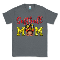 Charcoal Heather softball mom  and afro messybun mom bbs Classic Tee - BundleAndBundleShop