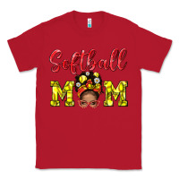 Red softball mom  and afro messybun mom bbs Classic Tee - BundleAndBundleShop
