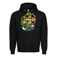 Black Arizona Map Sunflower Cactus Serape Zipper Hoodie - RanaPortraitStore