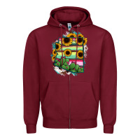 Burgundy Arizona Map Sunflower Cactus Serape Zipper Hoodie - RanaPortraitStore
