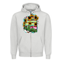 Dove Grey Arizona Map Sunflower Cactus Serape Zipper Hoodie - RanaPortraitStore
