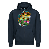 Navy Arizona Map Sunflower Cactus Serape Zipper Hoodie - RanaPortraitStore